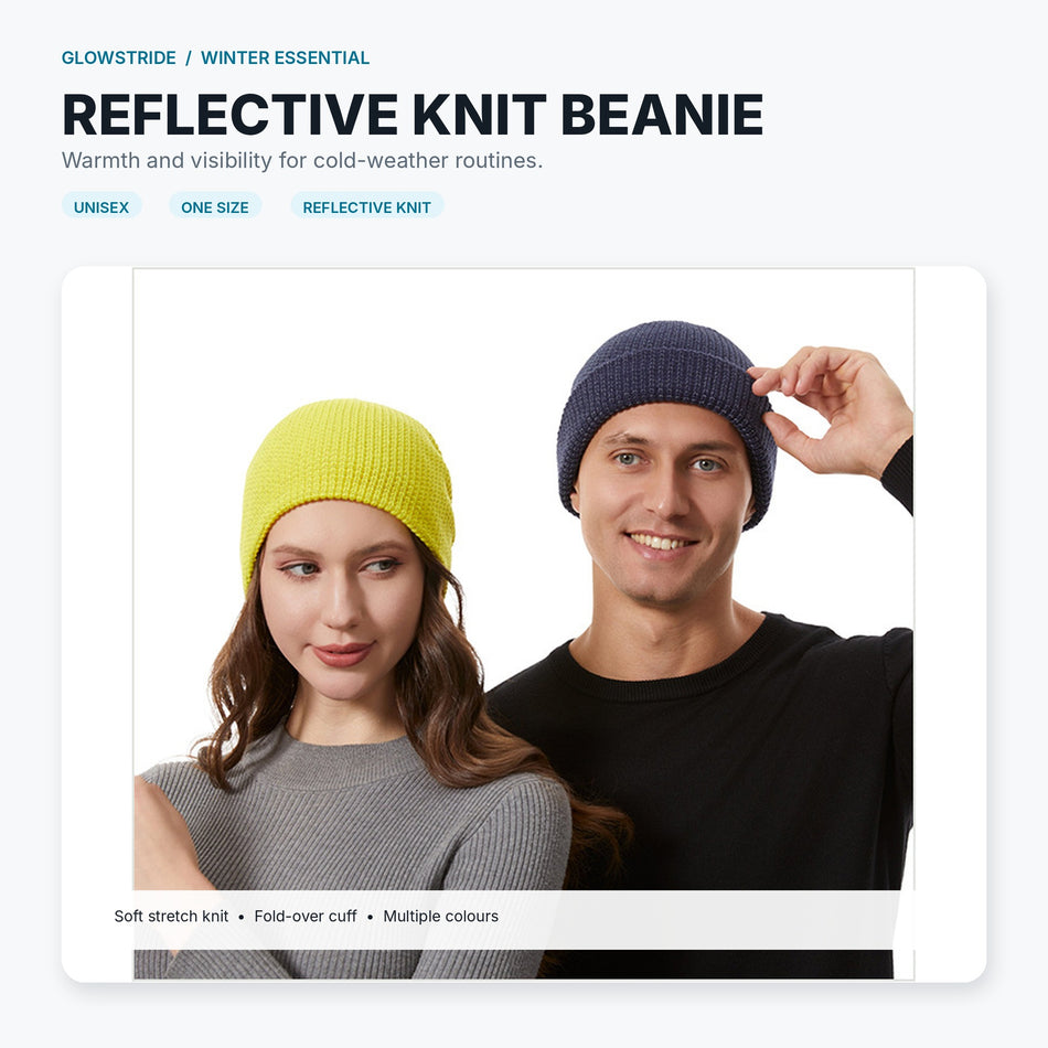 Reflective Knit Beanie for Winter Running & Outdoor Sports