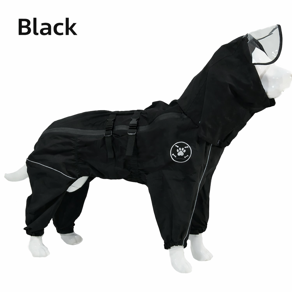 Waterproof Full-Body Dog Raincoat (Hooded)  Rain Suit for Medium & Large Dogs