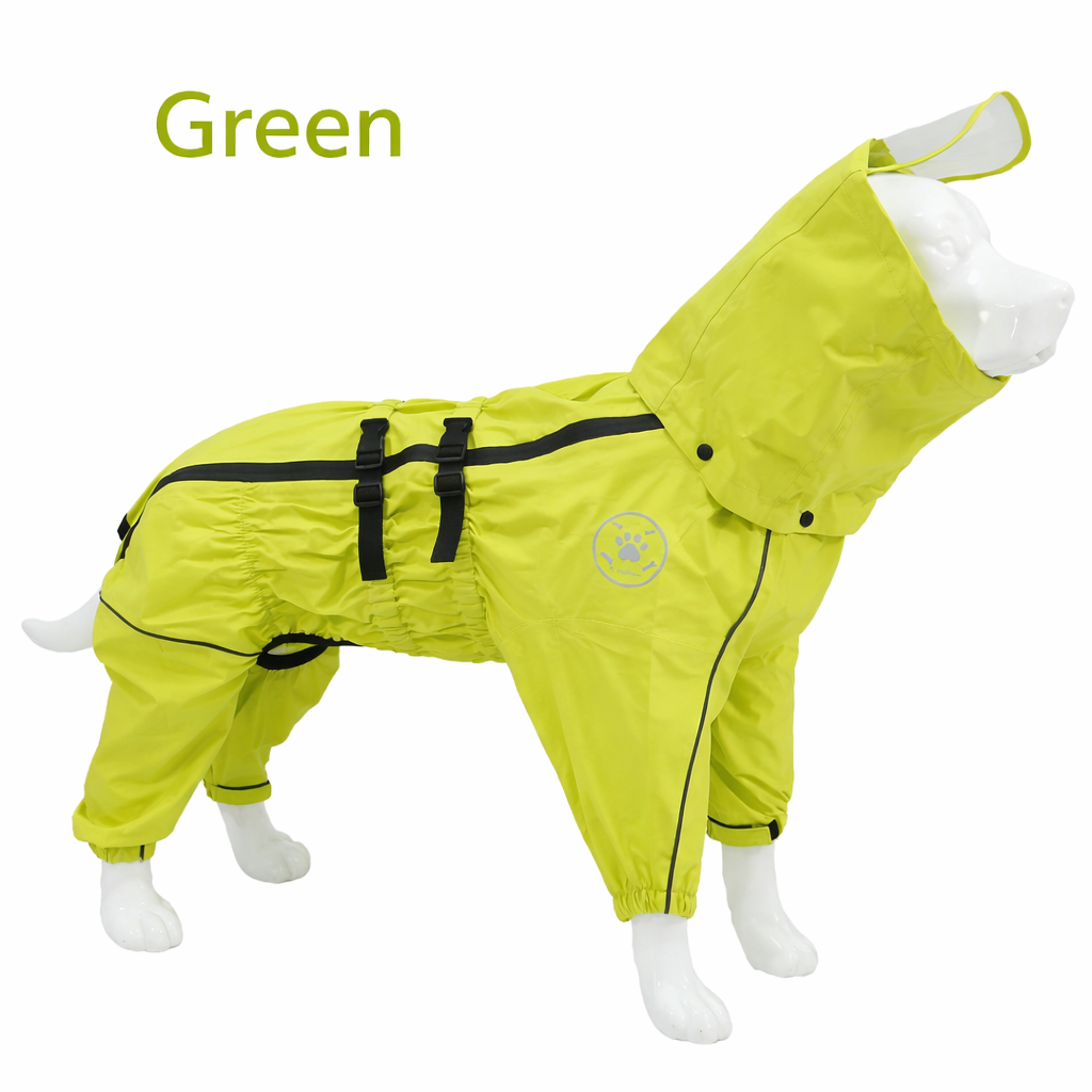 Waterproof Full-Body Dog Raincoat (Hooded)  Rain Suit for Medium & Large Dogs