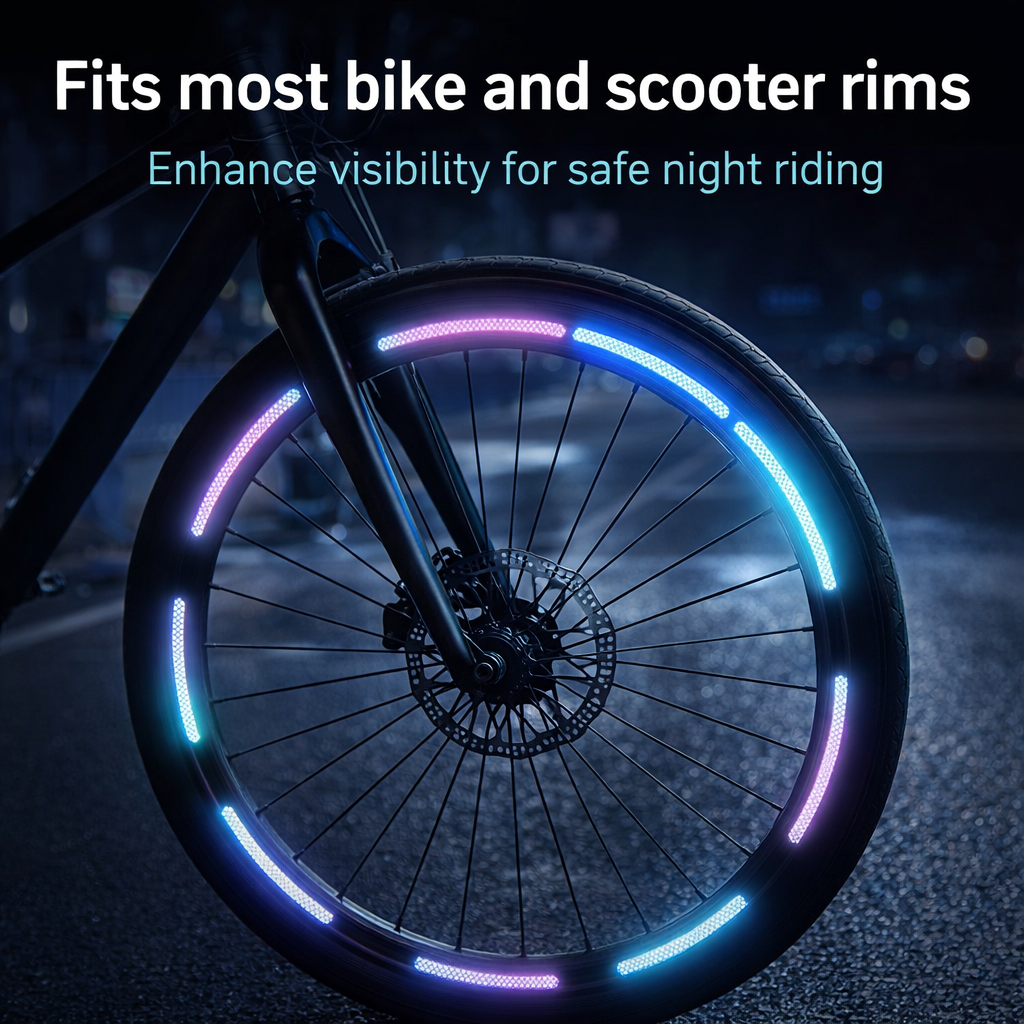 Reflective Wheel Rim Stickers (20pcs) for Bikes & Scooters – Night Safety Tape