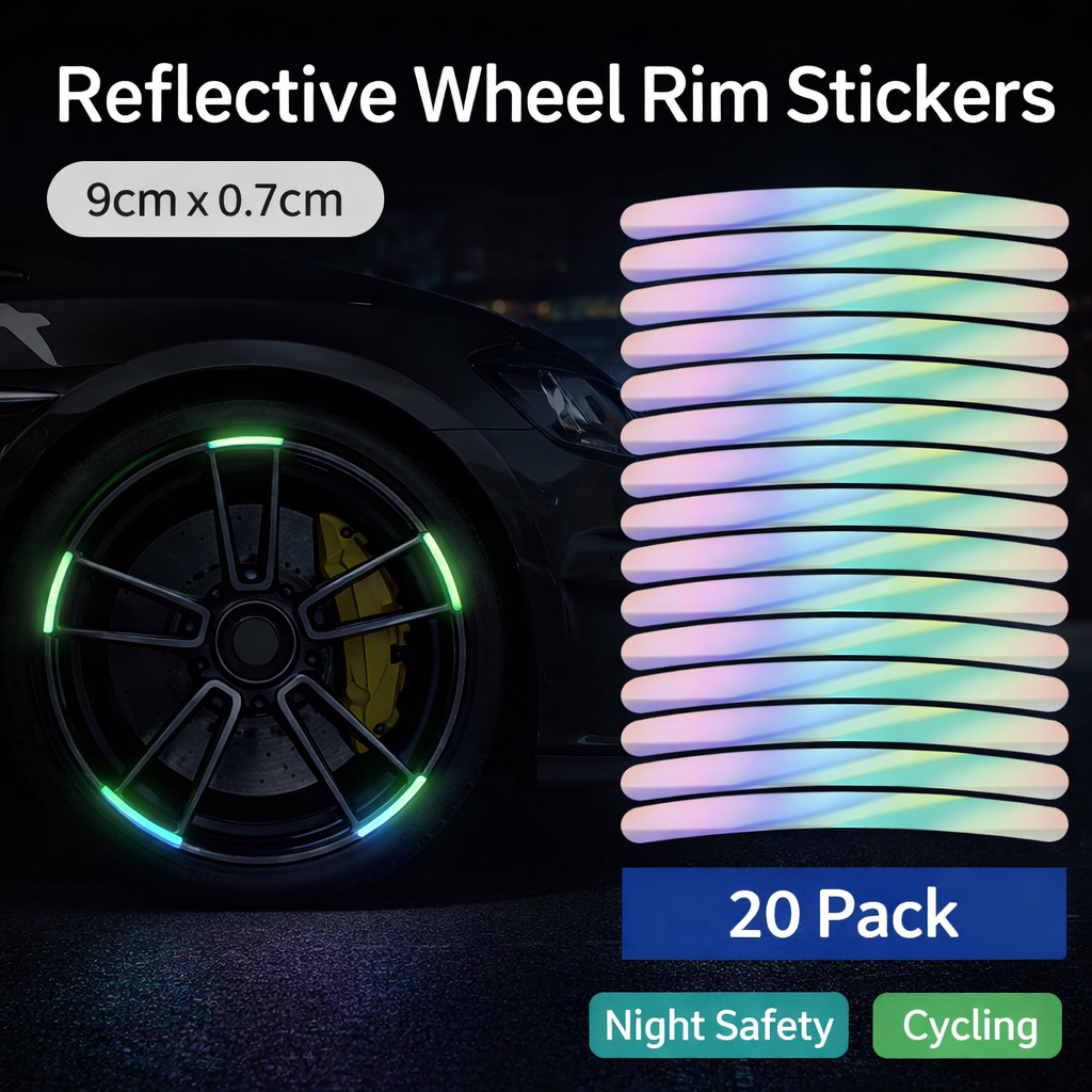 Reflective Wheel Rim Stickers (20pcs) for Bikes & Scooters – Night Safety Tape