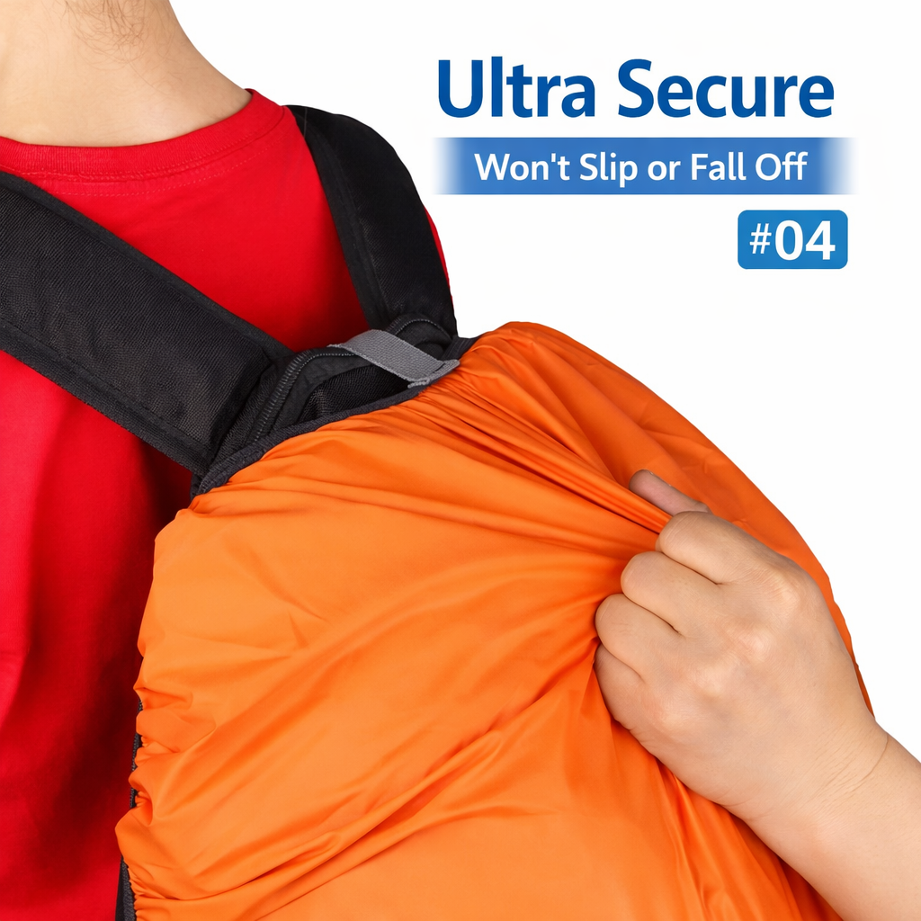 Waterproof Backpack Rain Cover 210T – Reflective Black with Cross Straps