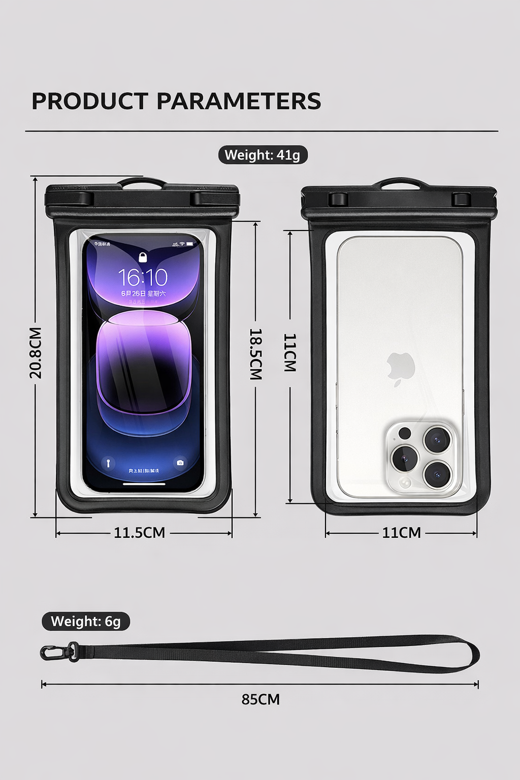 Waterproof Phone Pouch (Touchscreen) for Swimming & Beach – 7" Universal