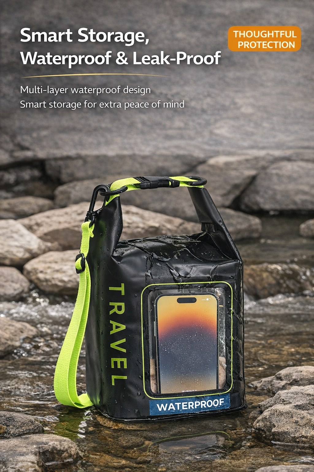 Waterproof Phone Pouch Dry Bag (Small/Large, Black/Green)