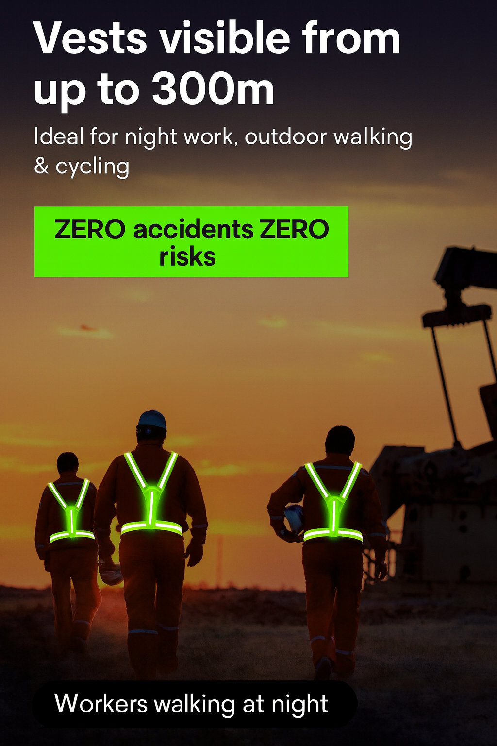 GlowStride LED reflective vest visibility comparison in low-light walking conditions