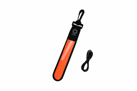 GlowStride USB rechargeable LED clip safety light in orange red
