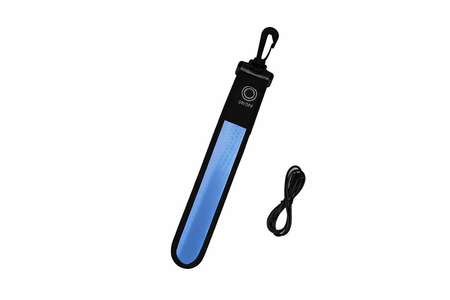GlowStride USB rechargeable LED clip safety light in sky blue