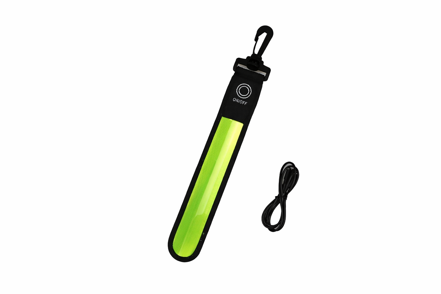 GlowStride USB rechargeable LED clip safety light in neon yellow