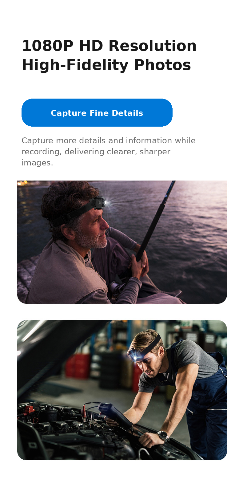 D8 1080P Headlamp Camera – Head-Mounted Video Recorder with LED Headlamp