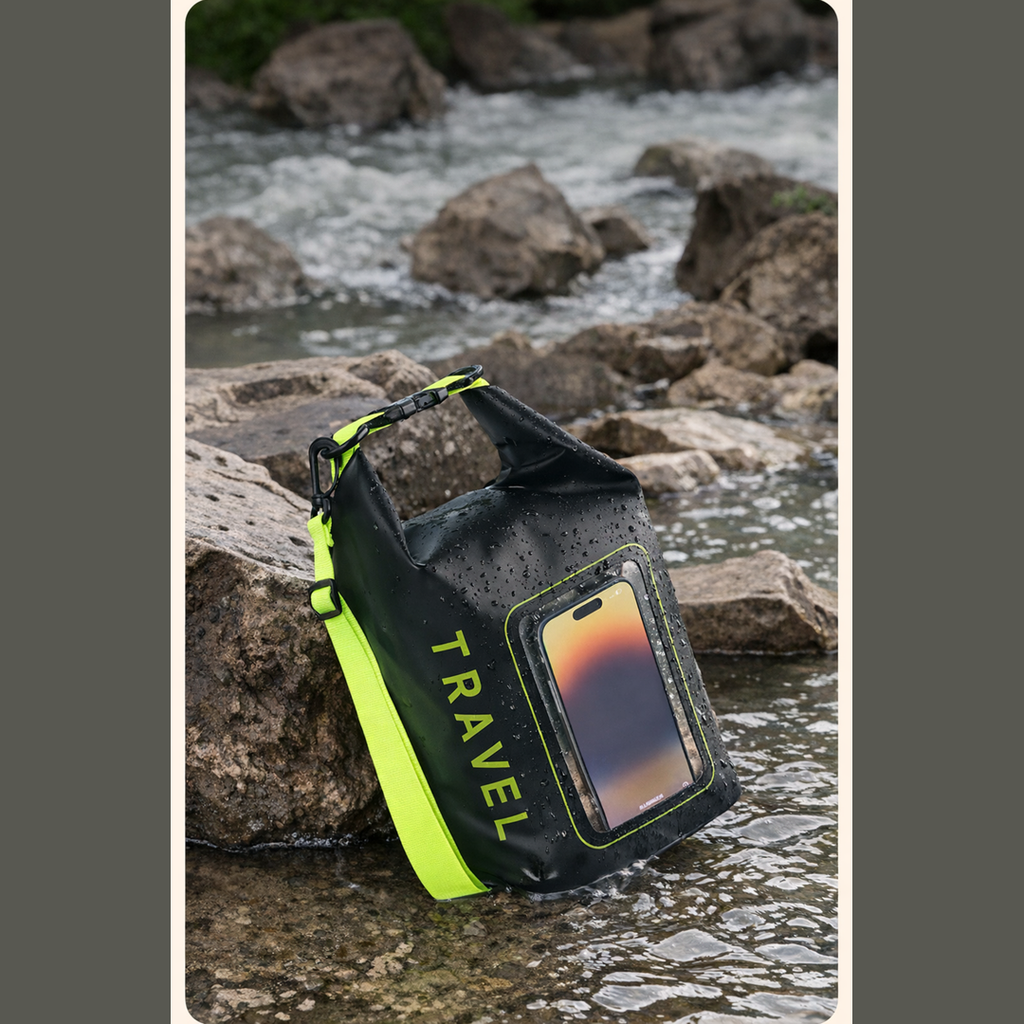 Waterproof Phone Pouch Dry Bag (Small/Large, Black/Green)