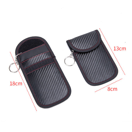 Faraday key fob pouch for car keys – RFID signal blocking, black carbon fibre