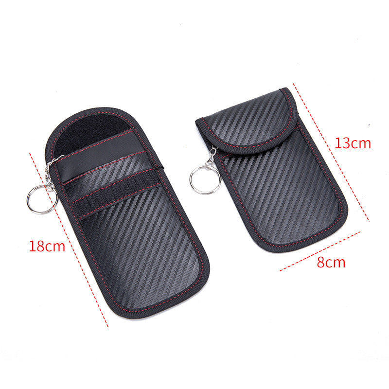 Faraday key fob pouch for car keys – RFID signal blocking, black carbon fibre