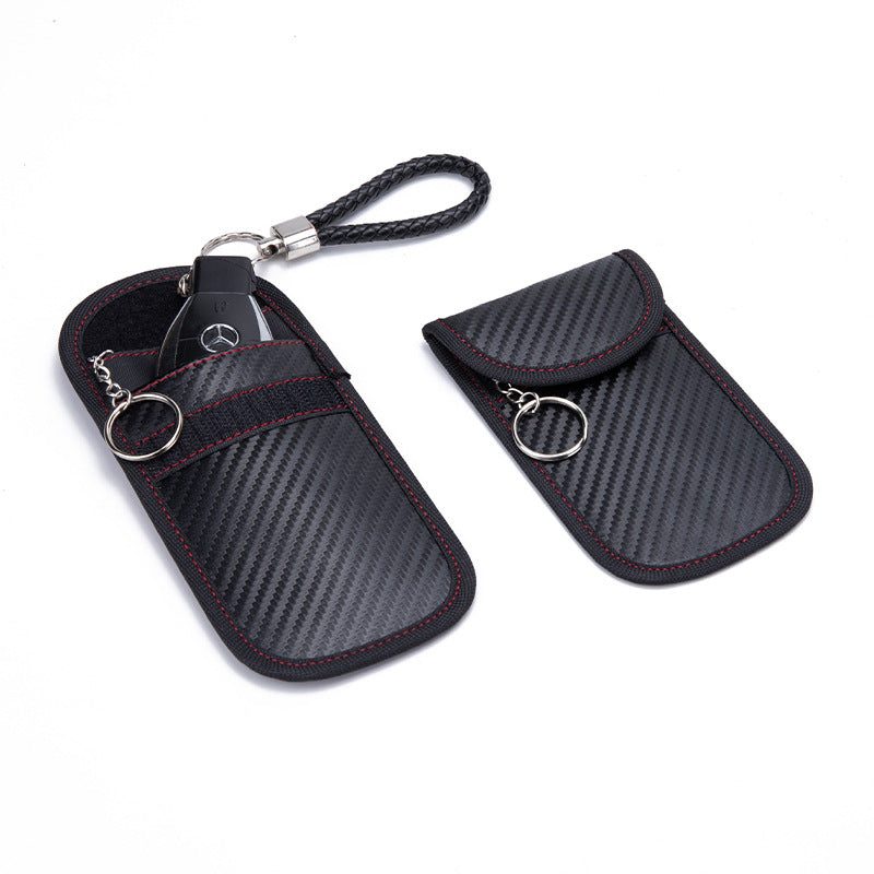 Car key signal blocker pouch – anti-theft Faraday key case in black