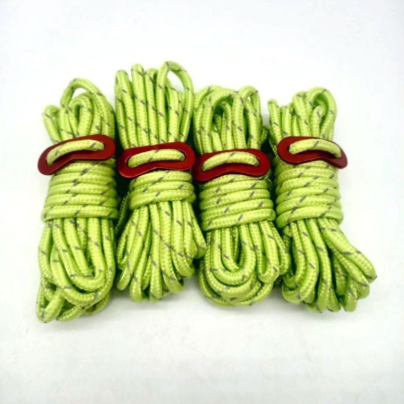 Reflective Tent Guyline Set (4m) – Anti-Trip Camping Rope with Tensioners