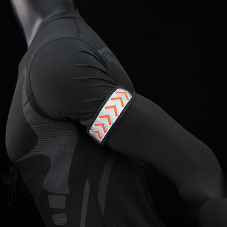 GlowStride LED reflective safety band worn on the arm in low-light conditions