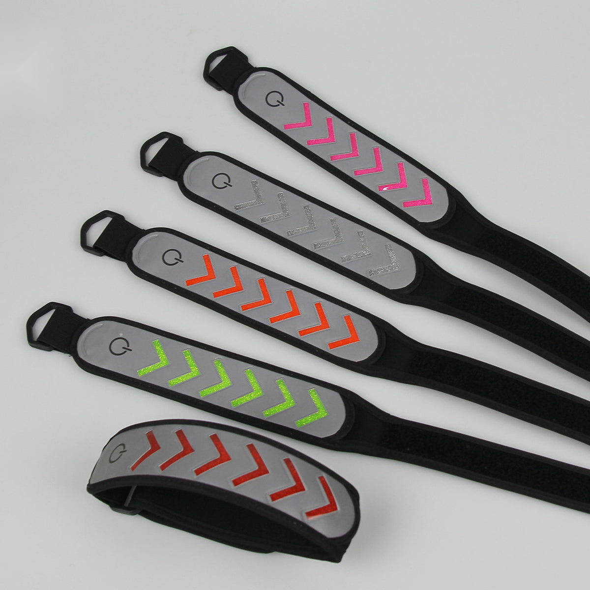 Close-up of GlowStride LED reflective safety leg bands