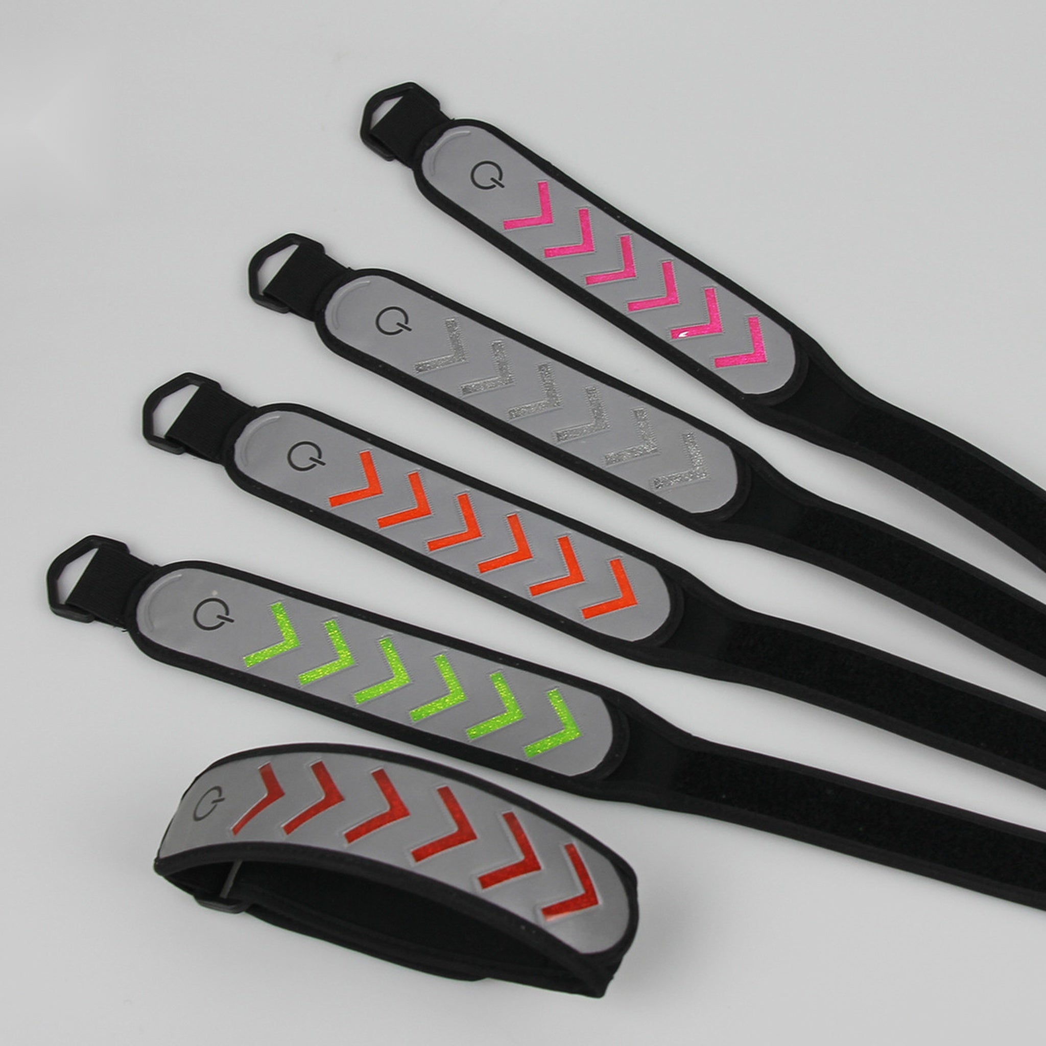 Close-up of GlowStride LED reflective safety leg bands